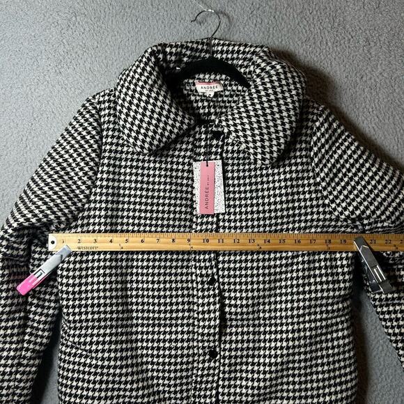 Andree by Unit Jacket Womens M Black White Houndstooth Puff Jacket NEW - Picture 9 of 12